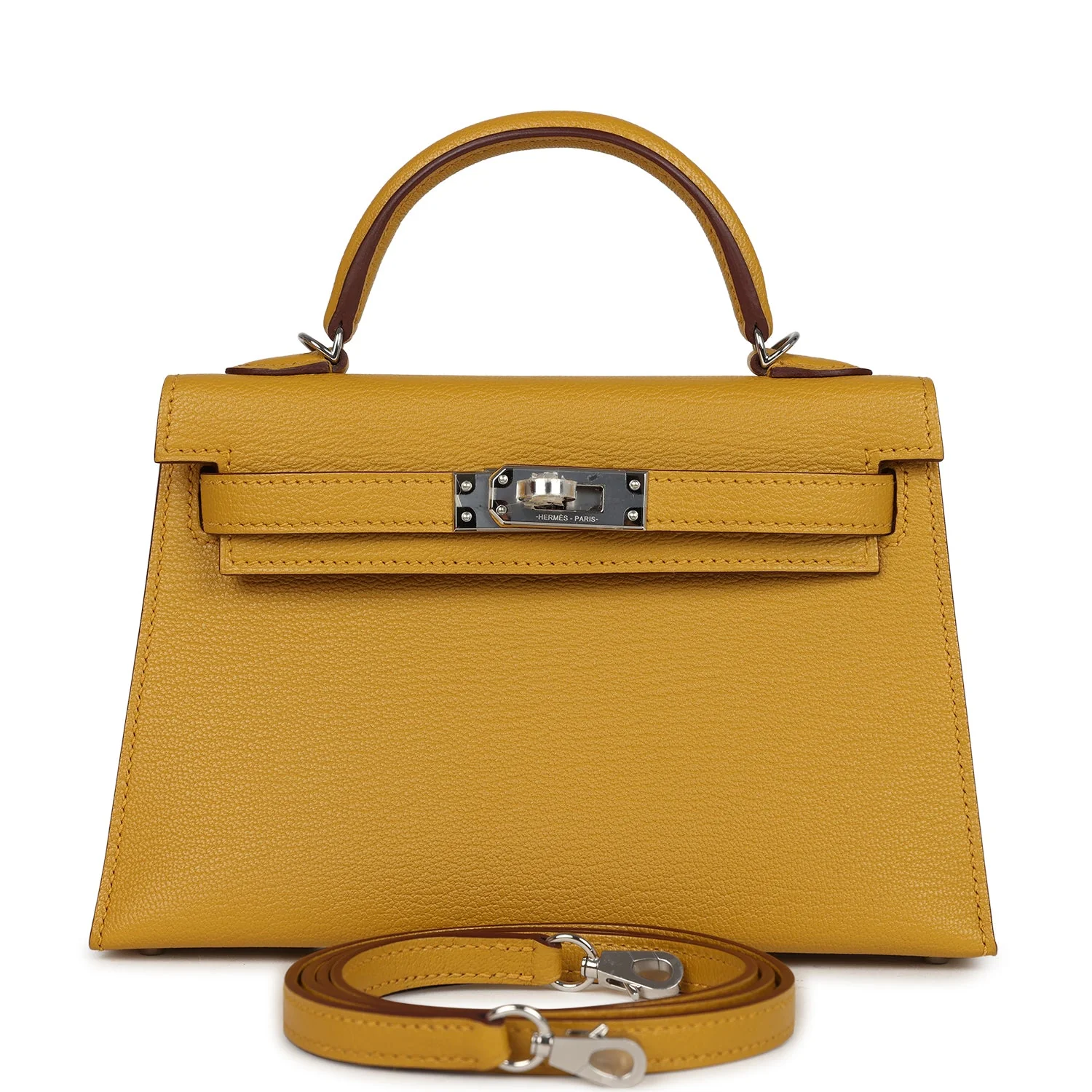 Hermes Kelly Sellier 20 Jaune Ambre Verso Ch��vre Mysore Palladium Hardware