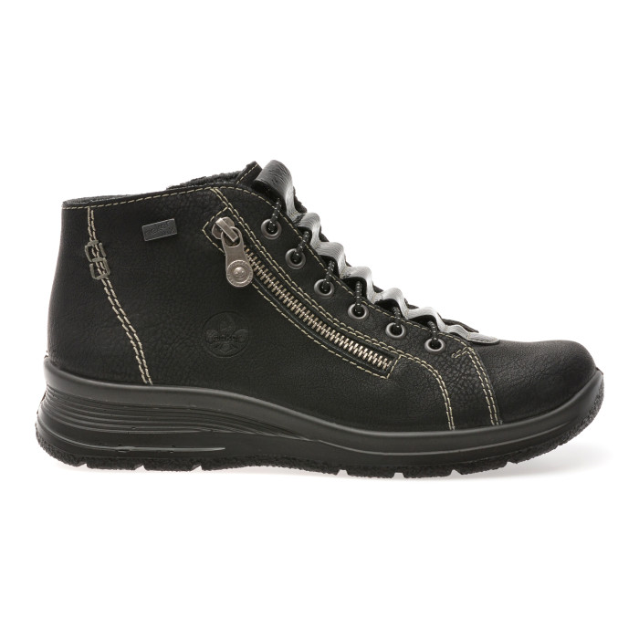 Ghete RIEKER negre, L7751, din piele ecologica