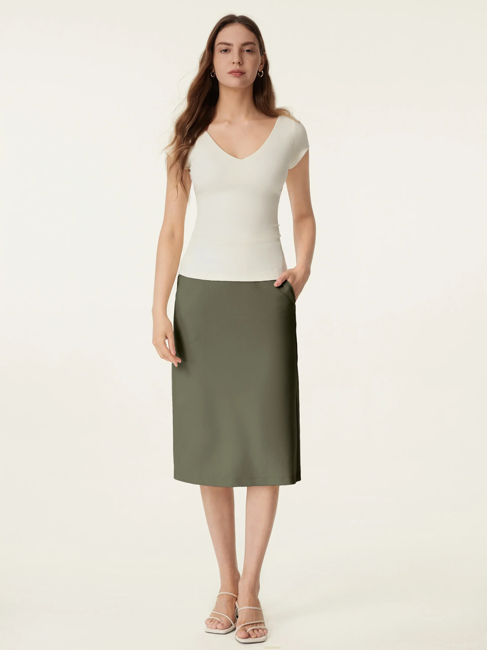 A-line Midi Skirt with Pockets