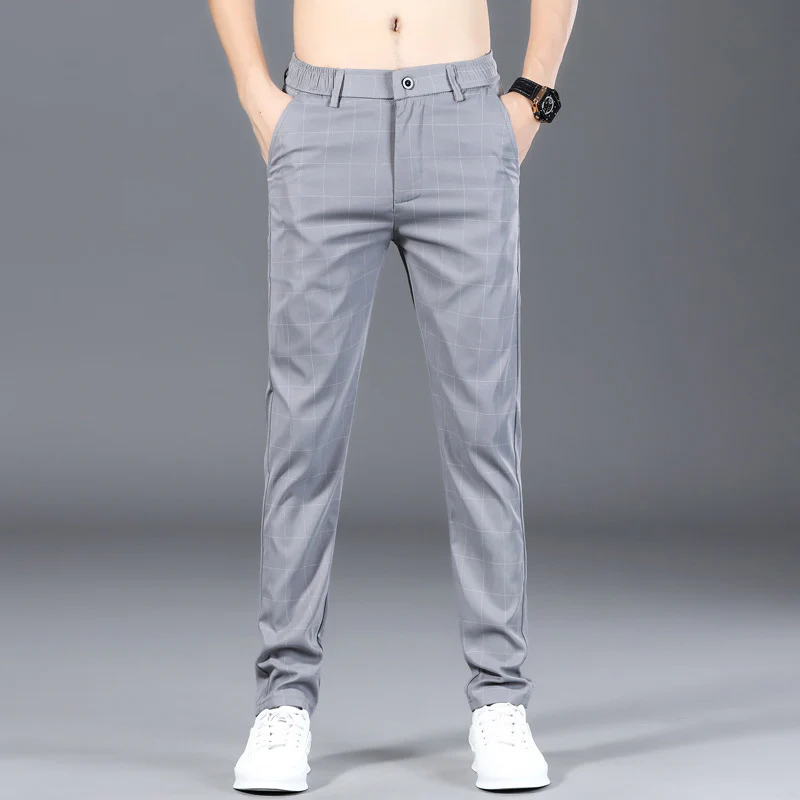 Black Plaid Mens Dress Pants