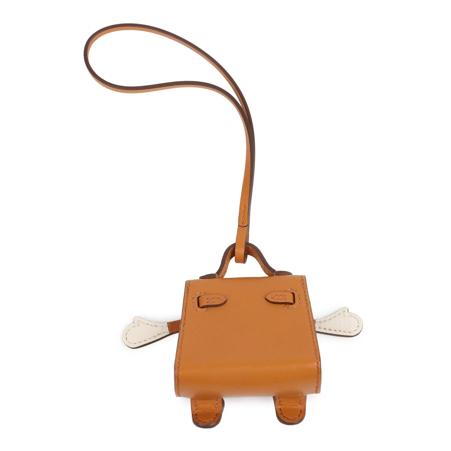Hermes Mini Kelly Doll Idole Bag Charm Natural Sable, Orange H, Brique, Nata Tadelakt & Chevre Palladium Hardware