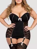 Lovehoney Plus Size Seduce Me Black Push-Up Chemise Set