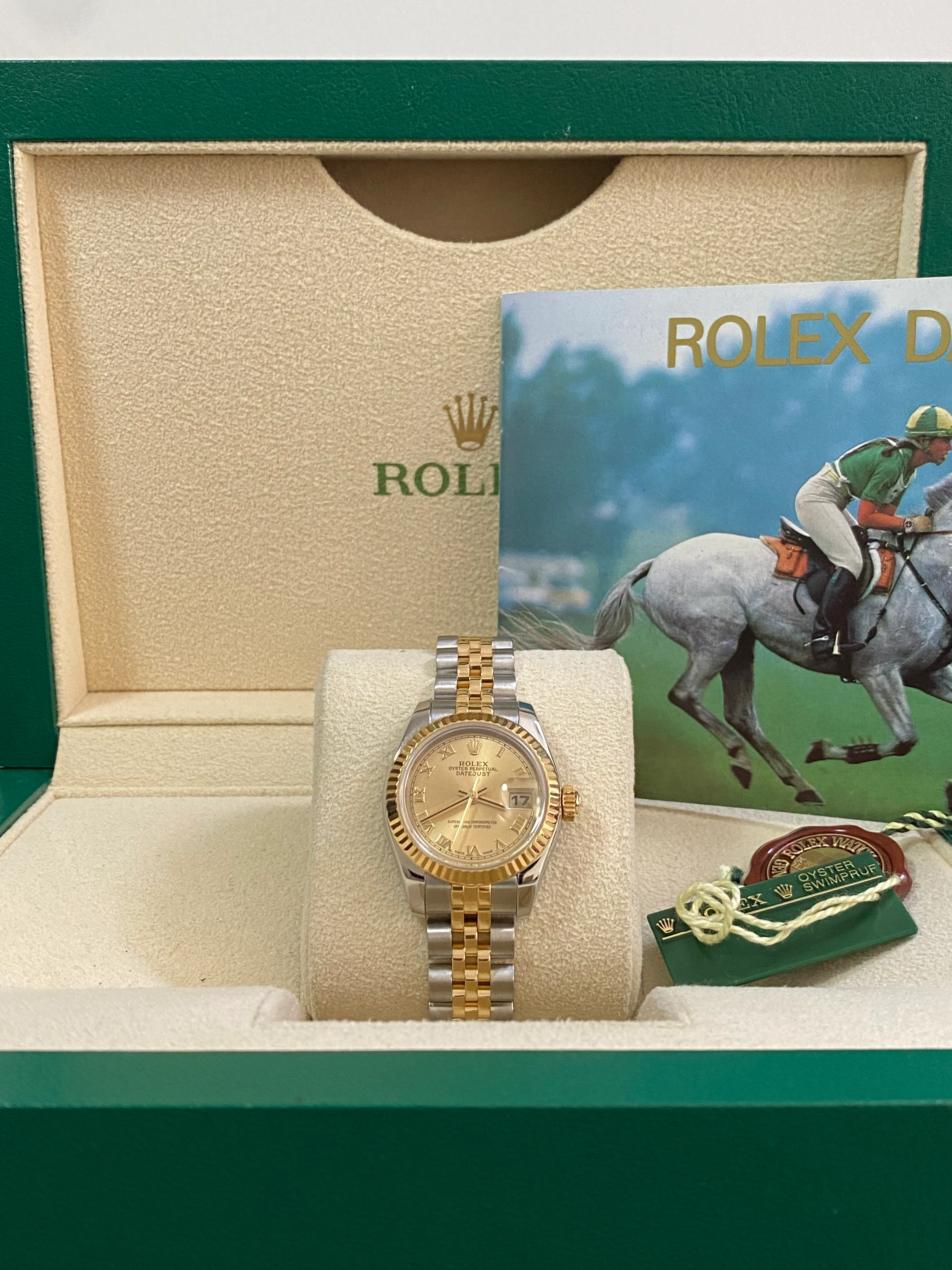 Rolex Yellow Gold and Steel Lady-Datejust - D serial - Fluted Bezel - Champagne Roman Dial - Jubilee Bracelet - 179173