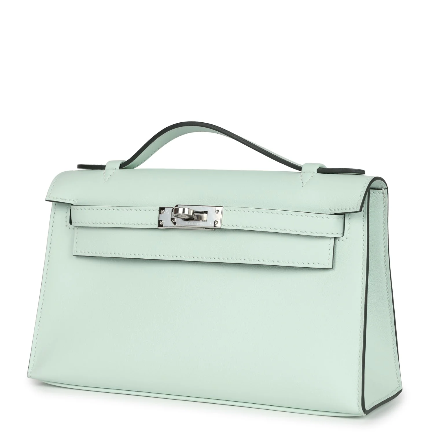 Hermes Kelly Pochette Vert Peppermint Swift Palladium Hardware