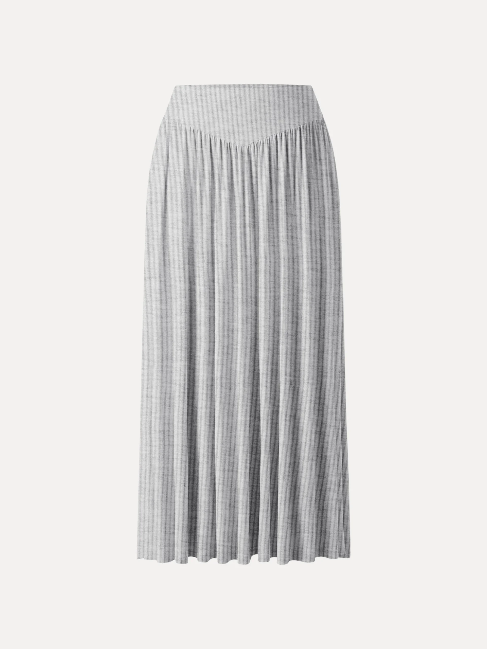 Ultrasoft V-shape Waist Gathred Maxi Circle Skirt with Pockets