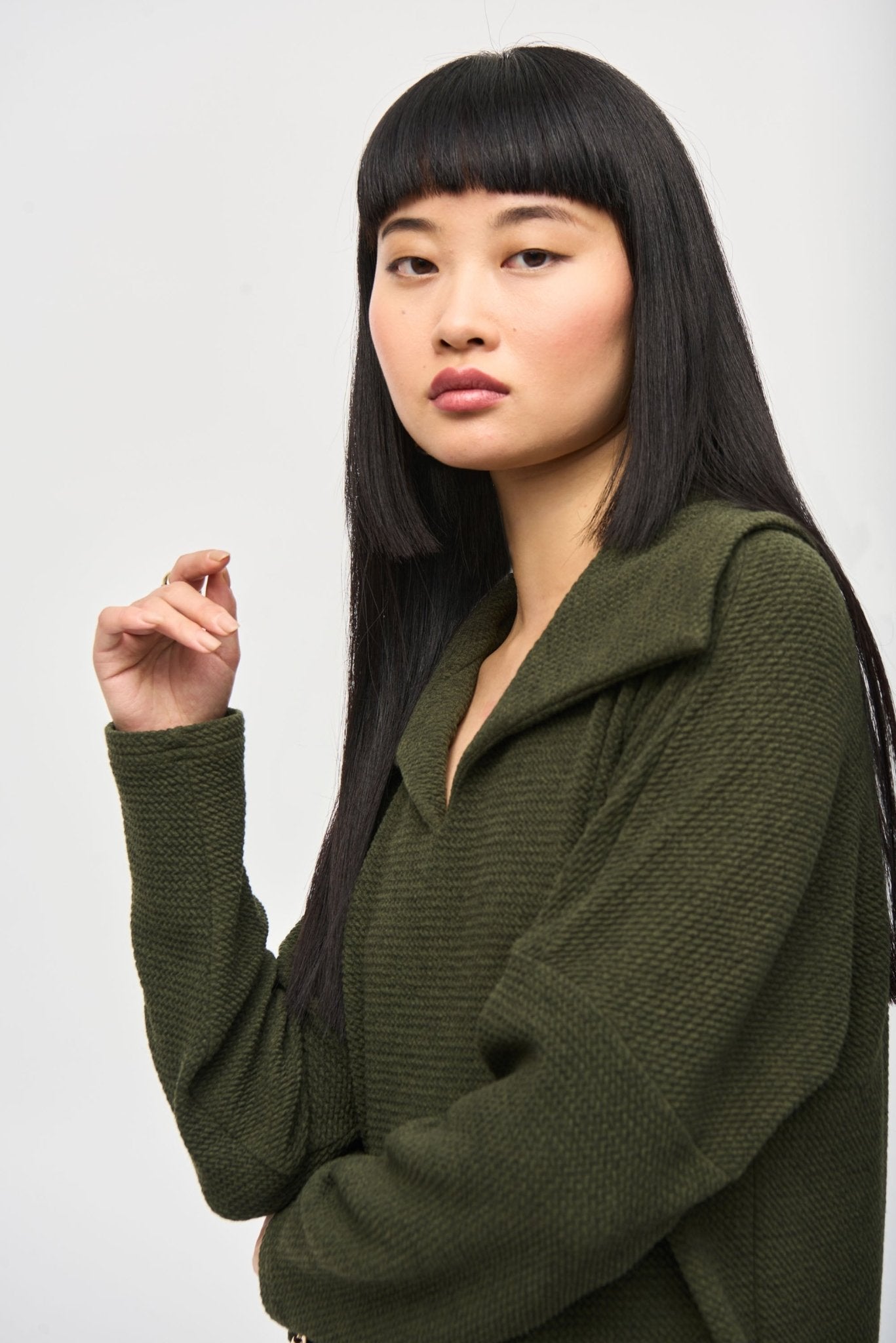 Funnel V-Neck Sweater