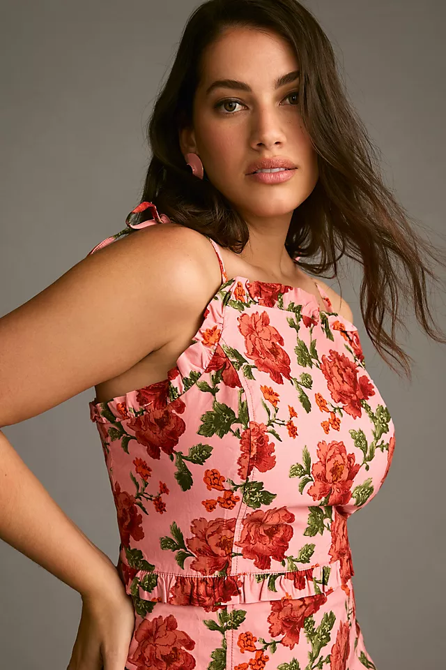 Ruffled Peplum Halter Dress PINK COMBO