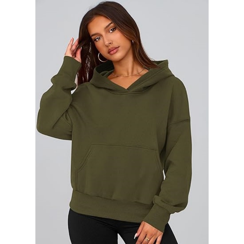 Women's Fall Half Zip Cropped Hoodie Sweatshirt, Fleece Lined Long Sleeve Pullover