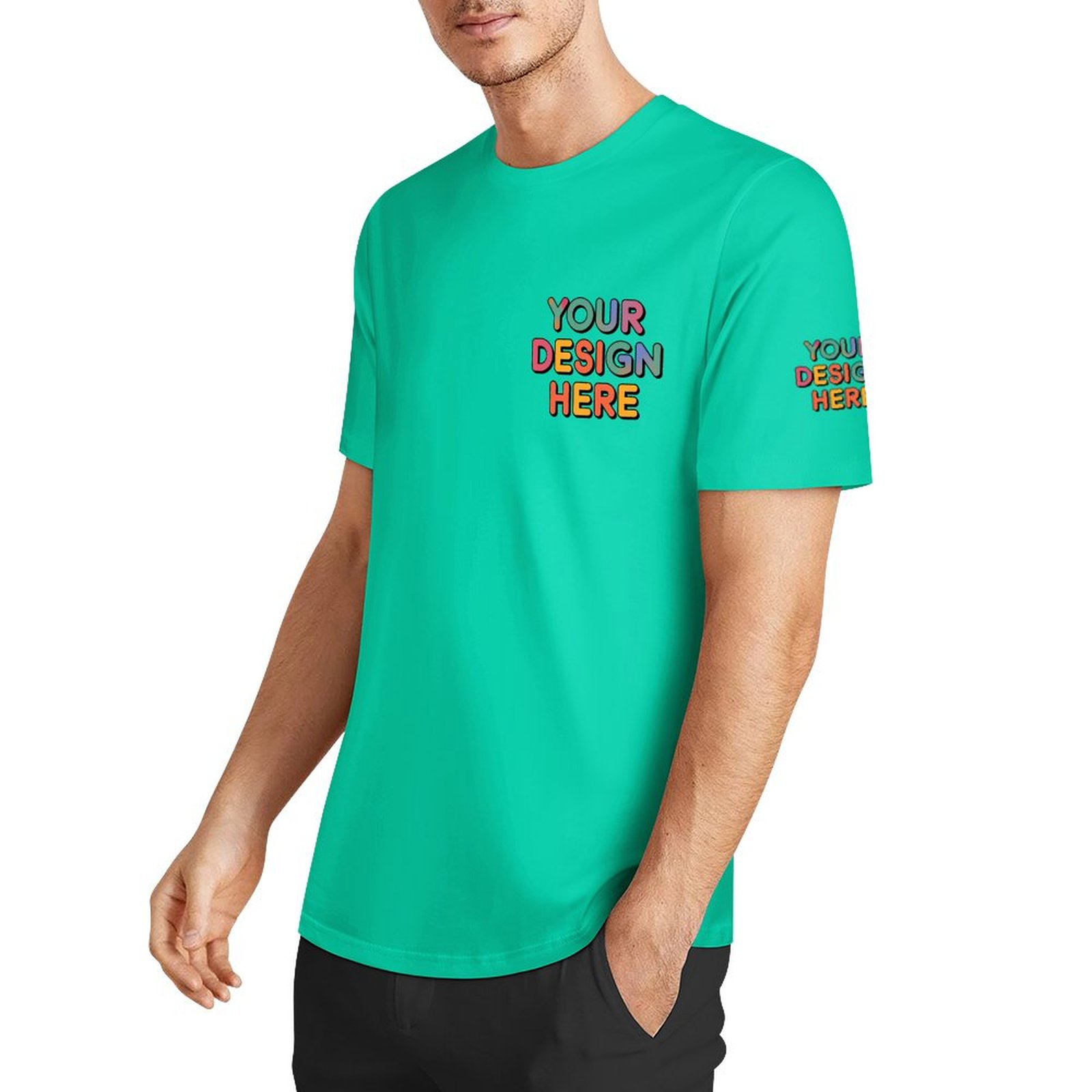 Personalized Custom Men’s Essential Summer T-Shirt with Chest and Sleeve Print