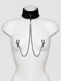 SEI MIO Twin Tweaks Velvet Collar with Nipple Clamps