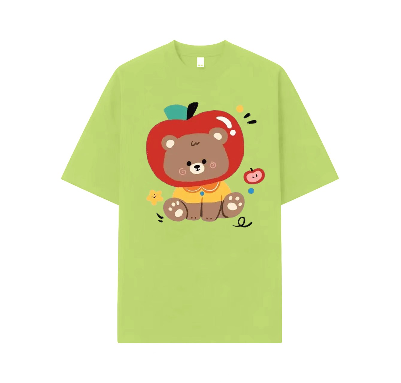 A cute short-sleeved shirt featuring a teddy bear print—an essential item for your summer wardrobe.