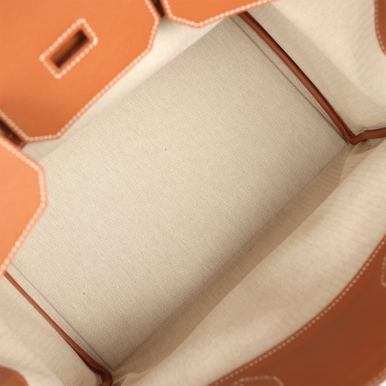 Hermes Birkin HAC 40 Gold Togo and Ecru-Beige Toile H Canvas Palladium Hardware