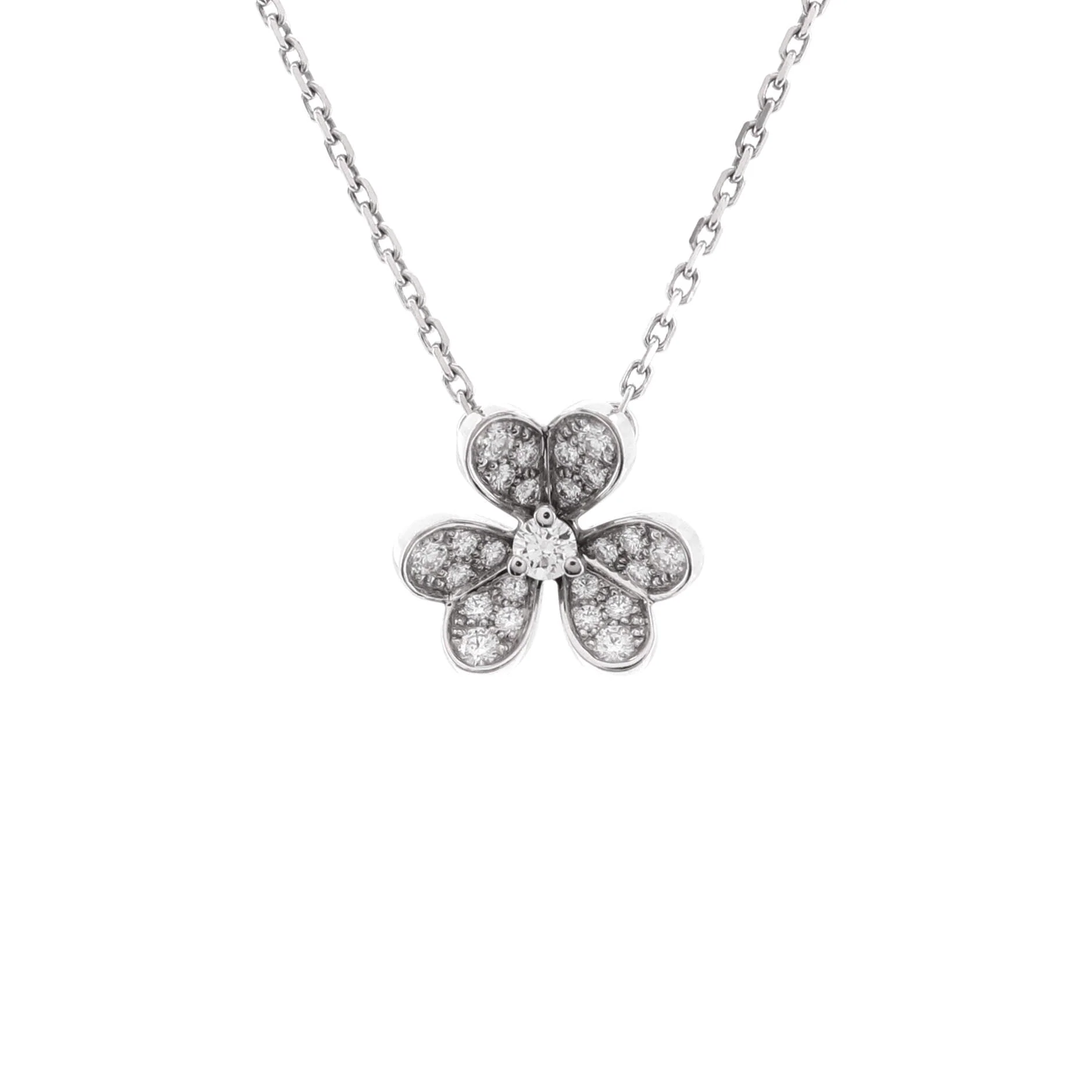 Frivole Pendant Necklace 18K White Gold with Pave Diamonds Mini