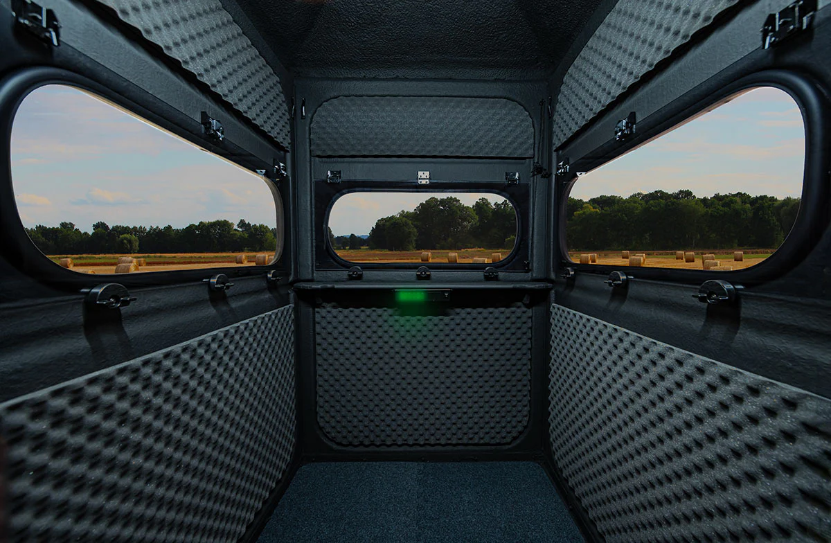 Inside the one-person solo hunter blind