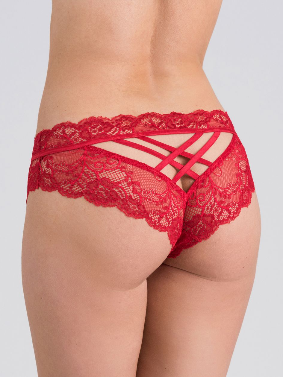 Lovehoney Red Lace Crotchless Criss-Cross Back Knickers