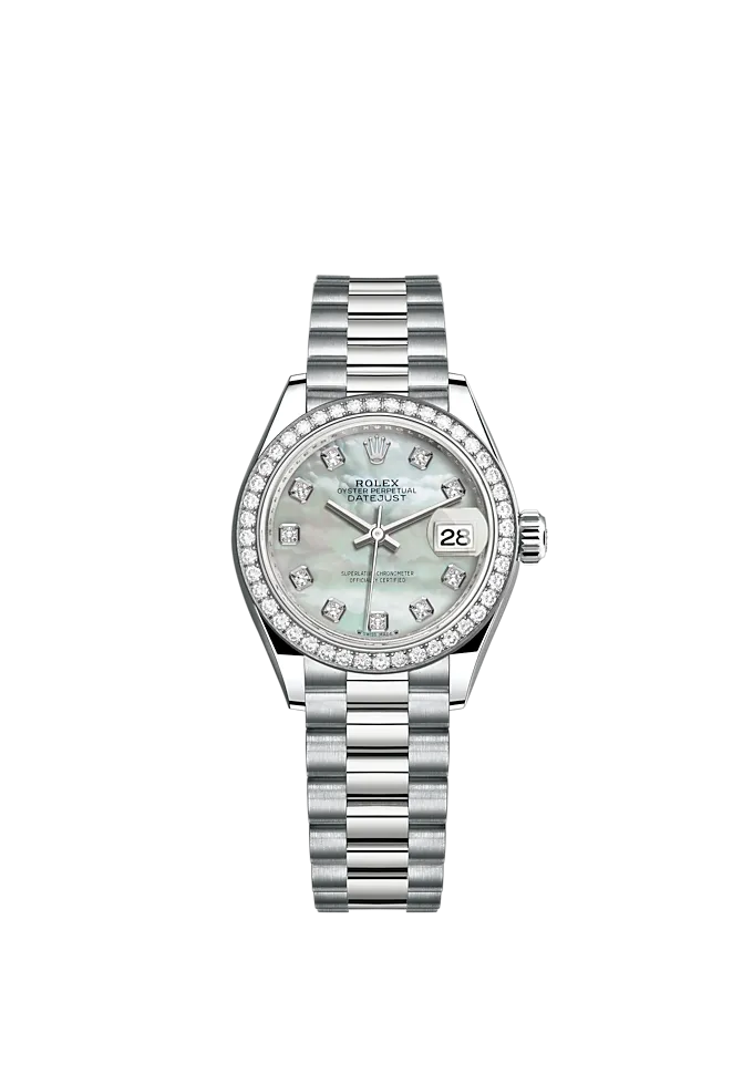 Classic watches LADY-DATEJUST Oyster, 28 mm, white gold and diamonds
