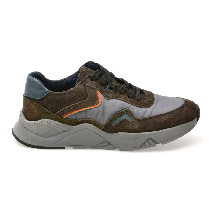 Pantofi sport BITE THE BULLET gri, 9104, din material textil si piele naturala
