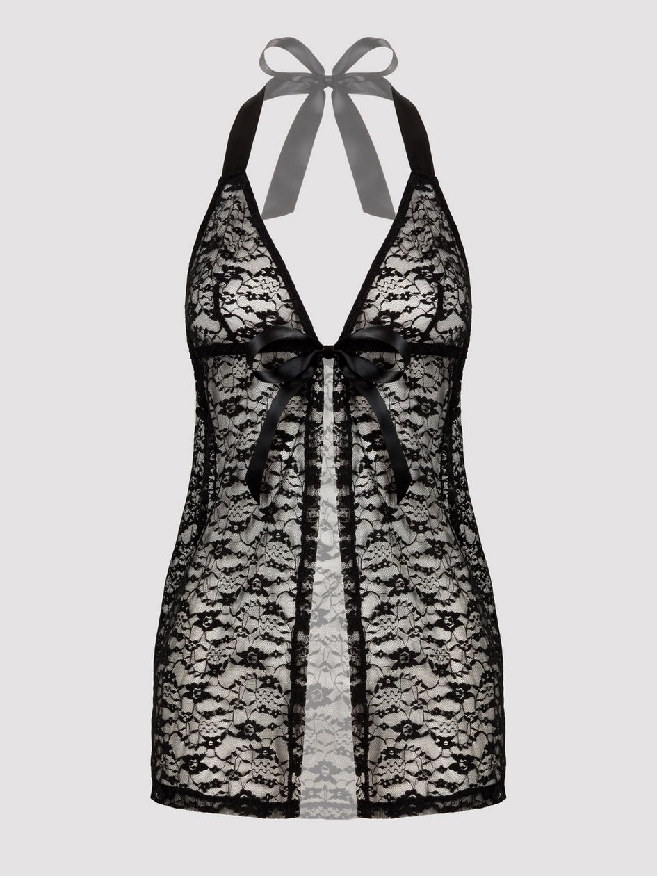 Lovehoney Plus Size Unwrap Me Black Lace Babydoll