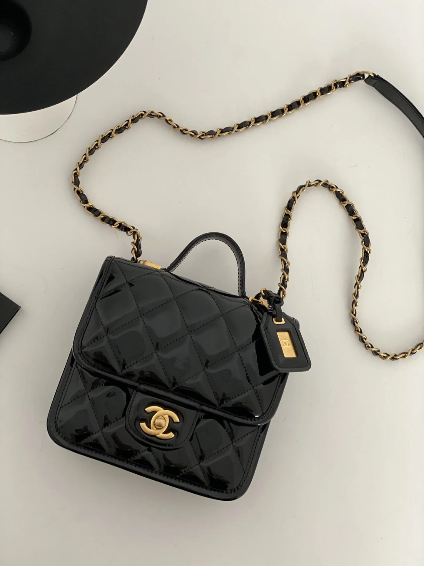 Chanel Small Flap Bag With Top Handle Black For Women, Women’s Bags 8.1in/20.5cm AS3652 B09576 94305