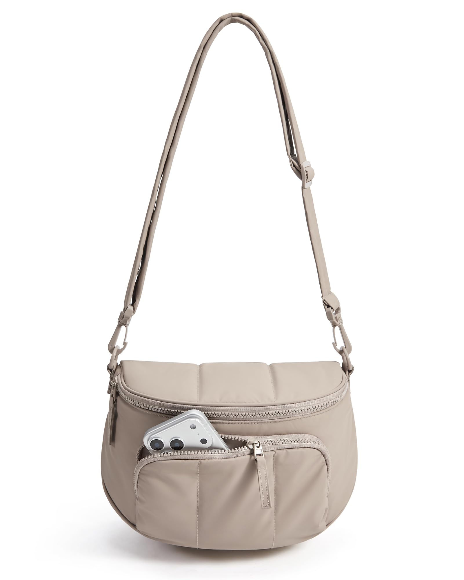 BAGSMART Puffer Crossbody Bum Bags for Women, Small Cross Body Purses for Women Travel & Work, Quilted Water-resistant Hobo 4L, Quilted, Puffy, Mom, Everyday bag,Camel