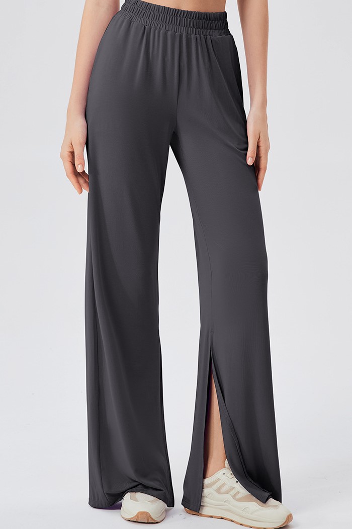 Women's loose-fitting athletic pants, cool and breathable, fitness casual dance pants, drapey and slimming, high-waisted, slit yoga pants