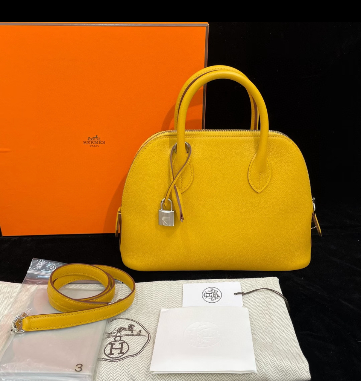 Hermès Bolide 25 Yellow silver Buckle Custom