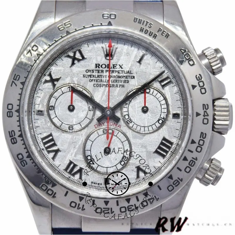 Rolex Daytona 116519 Blue Leather strap Meteorite Dial 40mm Mens Replica Watch