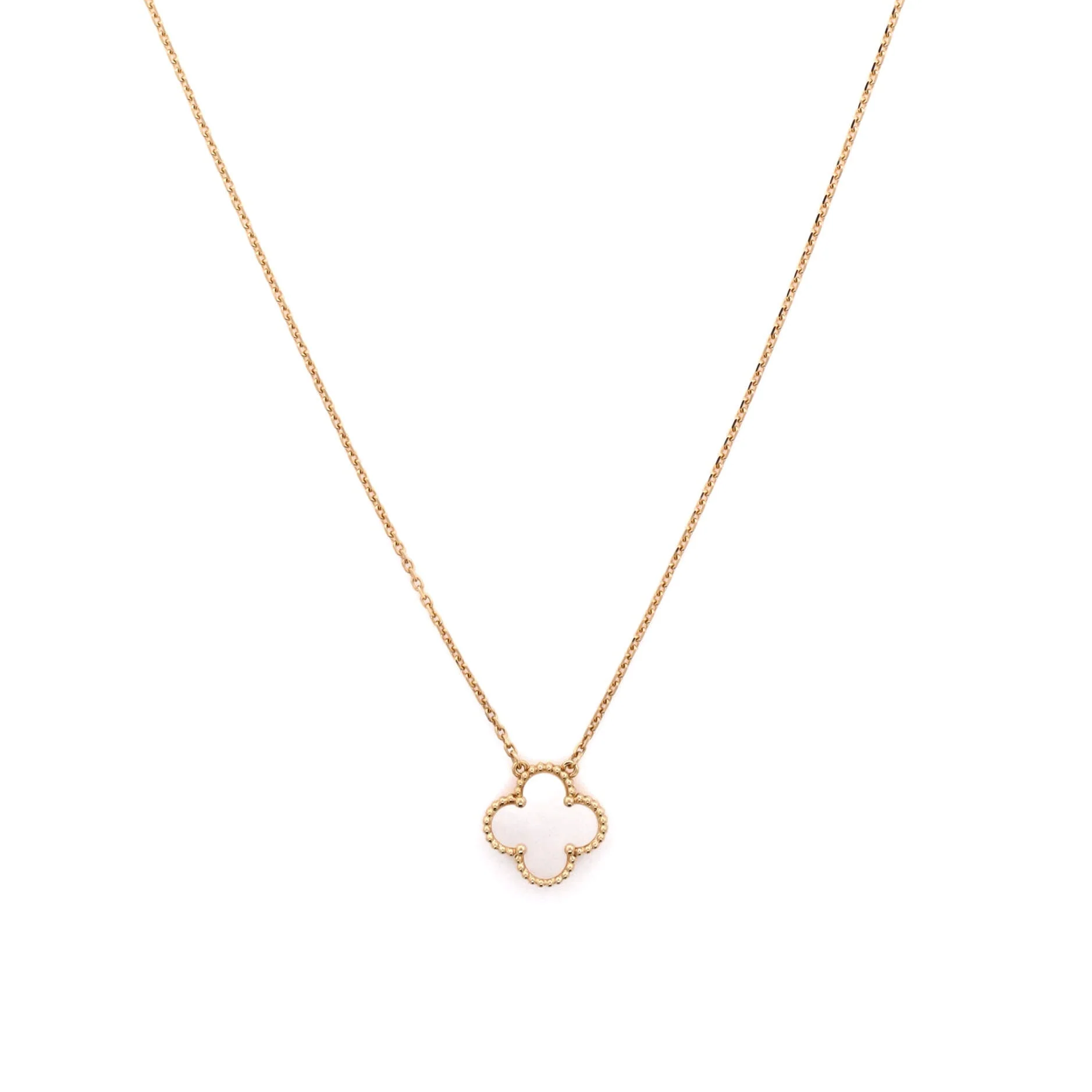 Vintage Alhambra Pendant Necklace 18K Yellow Gold and Mother of Pearl