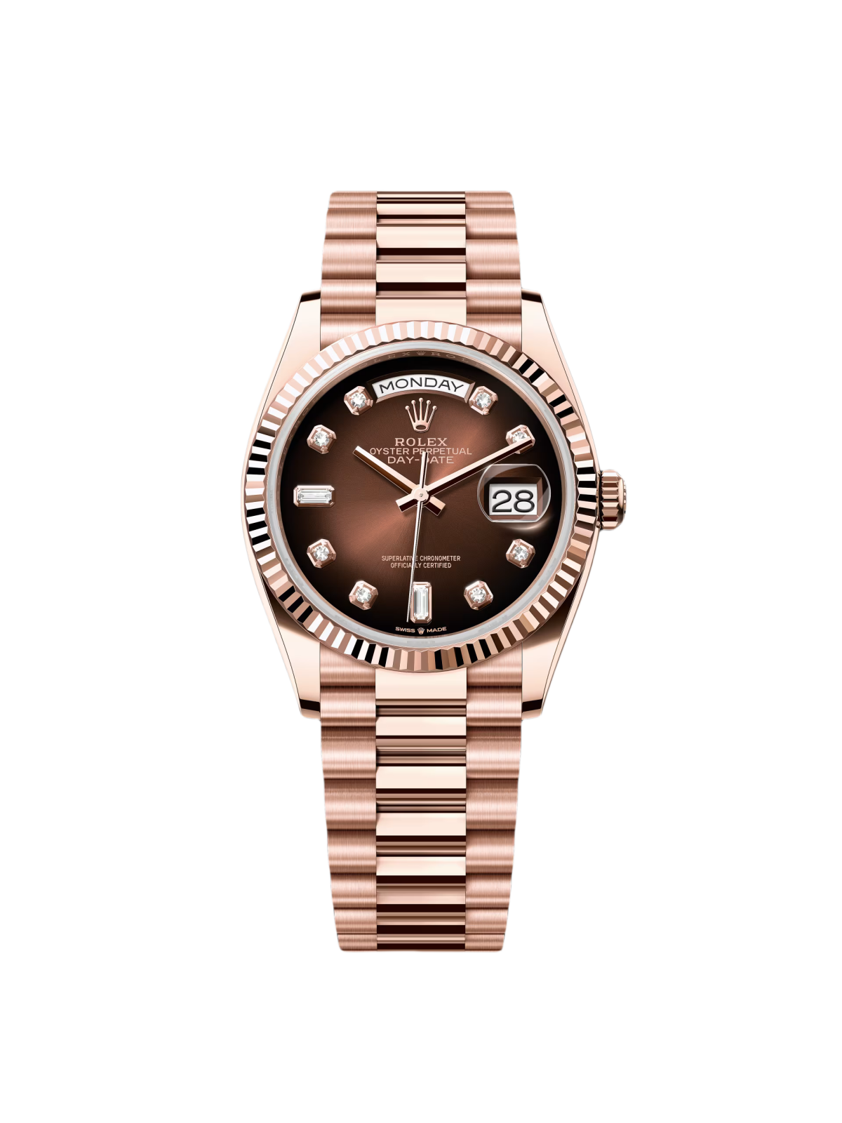 【Super Clone】RLX  Day-Date "President" 36mm Everose Brown Ombre Diamond Dial - 128235
