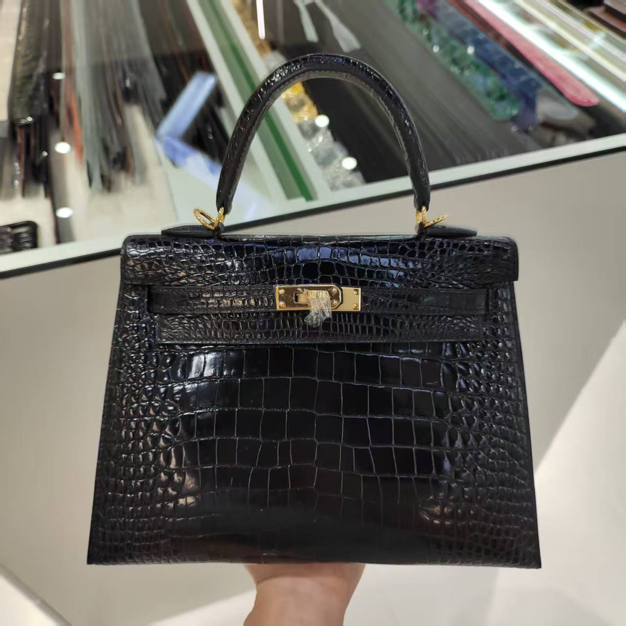 Hermès Kelly 25 Alligator black customization
