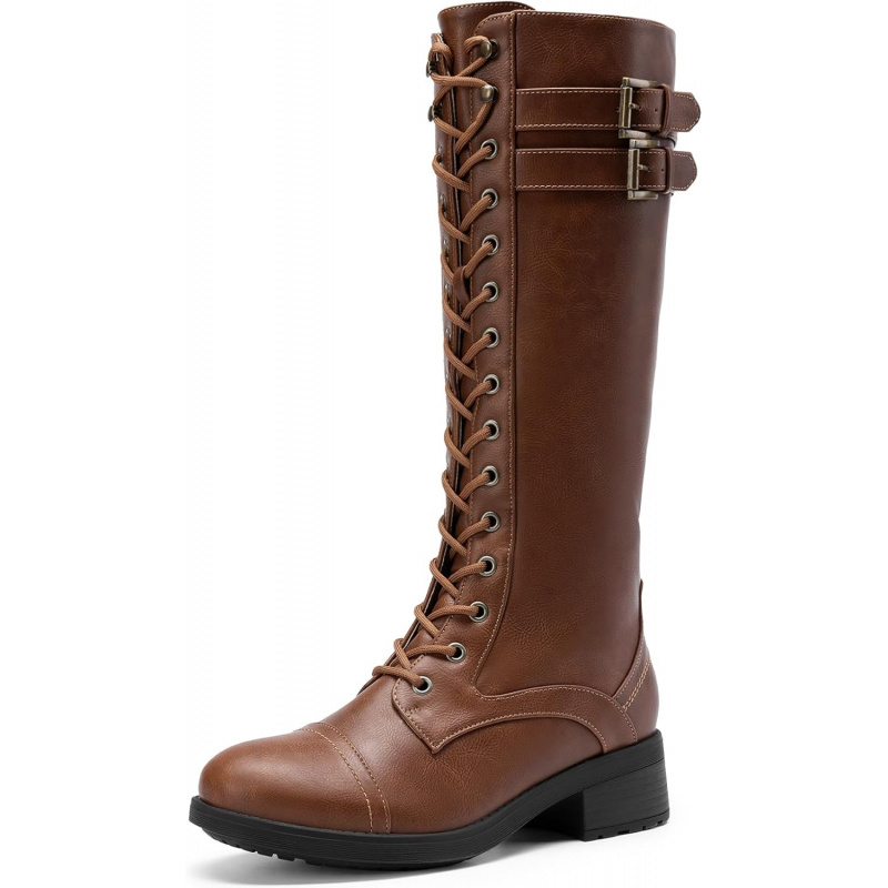 Women's Pu Knee High Riding Combat Boots