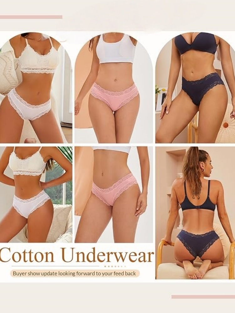 VALENTINIANA Womens Cotton Underwear Sexy Lace