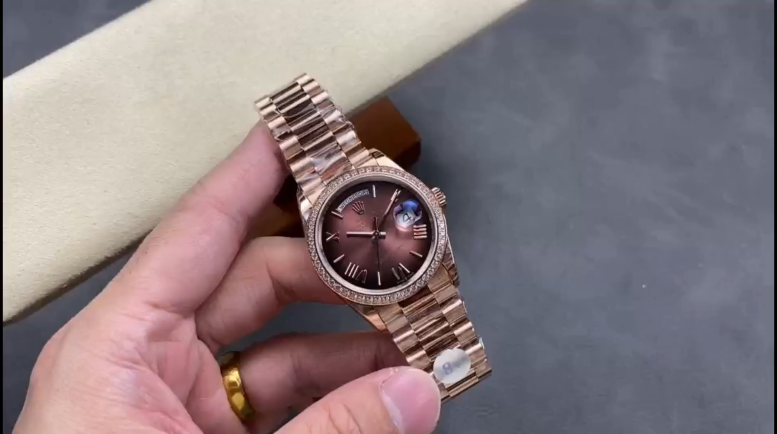 Rolex Day Date 36 Everose Gold Diamond Bezel m128345rbr 0075