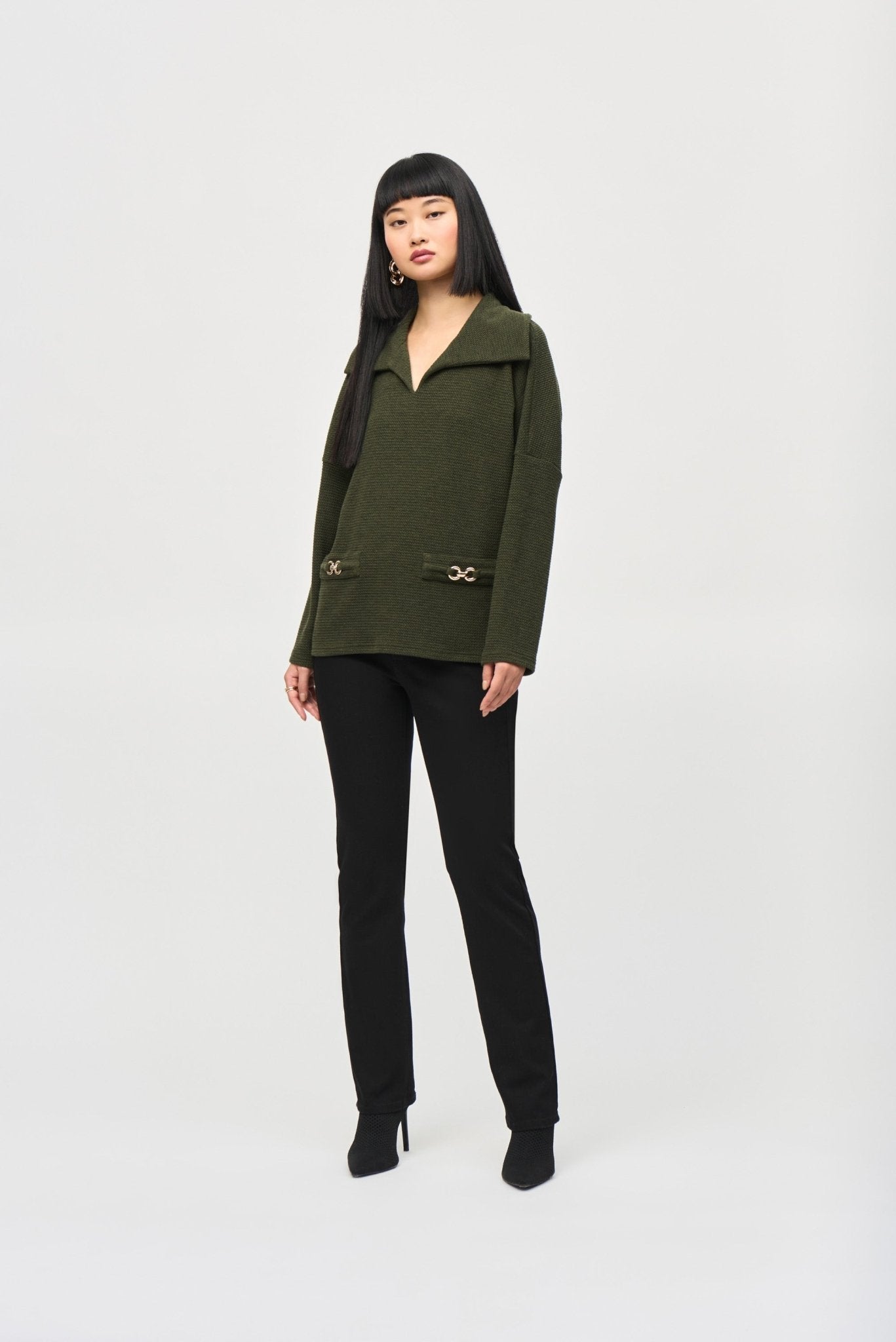 Funnel V-Neck Sweater