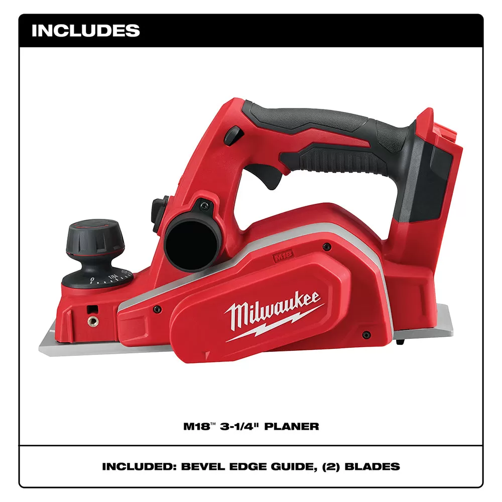 Milwaukee Pre-Sale 2623-20 M18 18V 3-1/4-Inch Planer w/ Bevel/Edge Guide - Bare Tool
