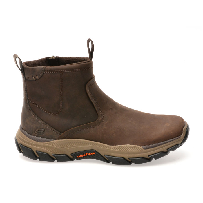 Ghete SKECHERS maro, RESPECTED, din piele naturala