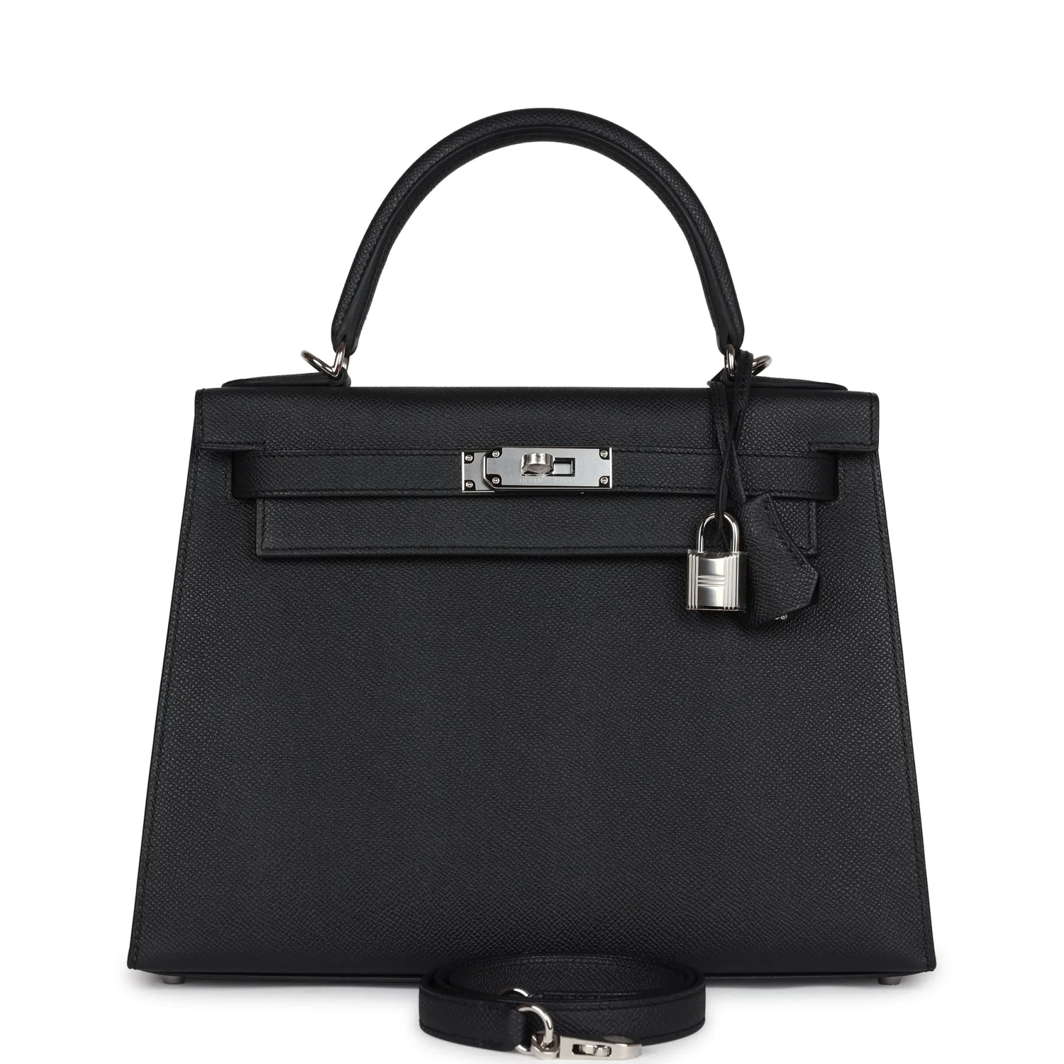 Hermes Kelly Sellier 28 Black Epsom Palladium Hardware