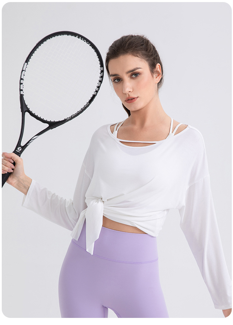 Modal yoga long-sleeved cover-up women's cool, breathable, loose sports top Pilates training fitness t-shirt