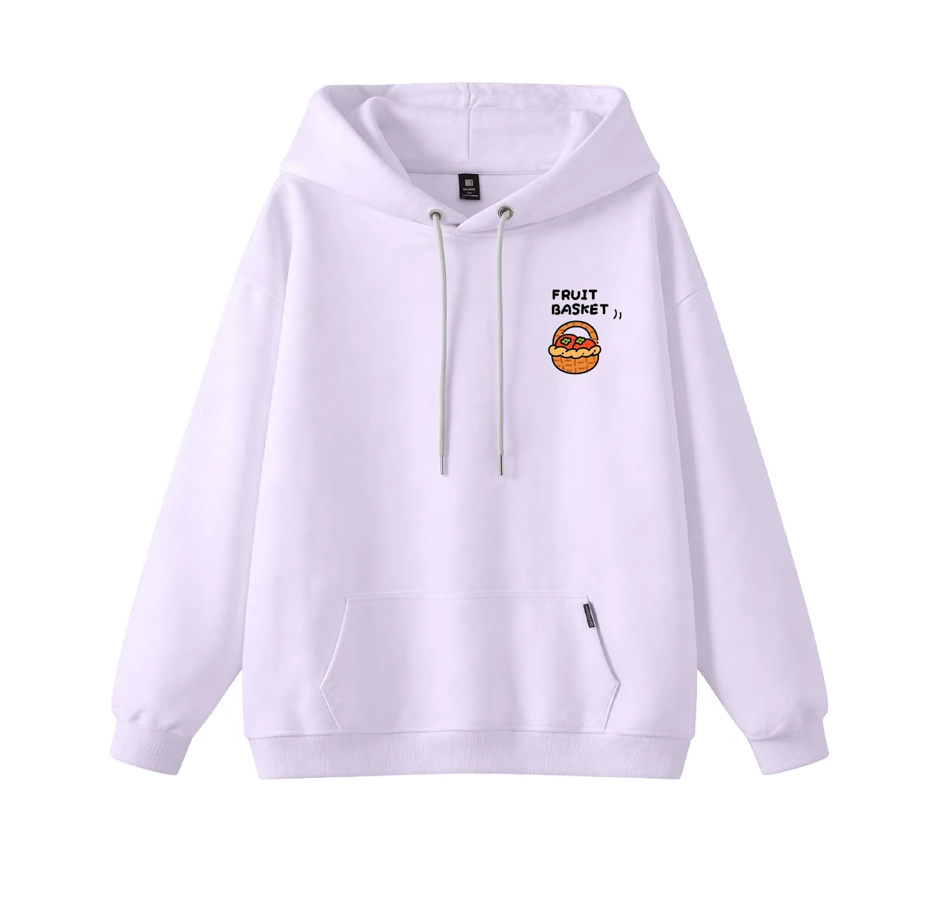 This adorable hooded sweatshirt features a fruit basket print and is a casual pullover. Its stand-up collar design also makes it an ideal choice for winter wear.
