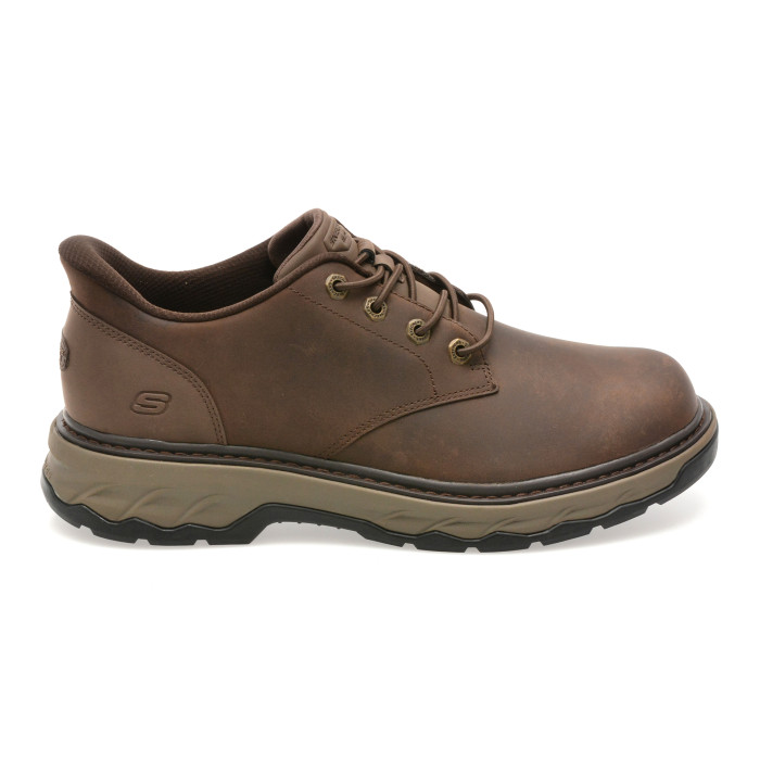 Pantofi sport SKECHERS maro, LOCKETT, din piele naturala