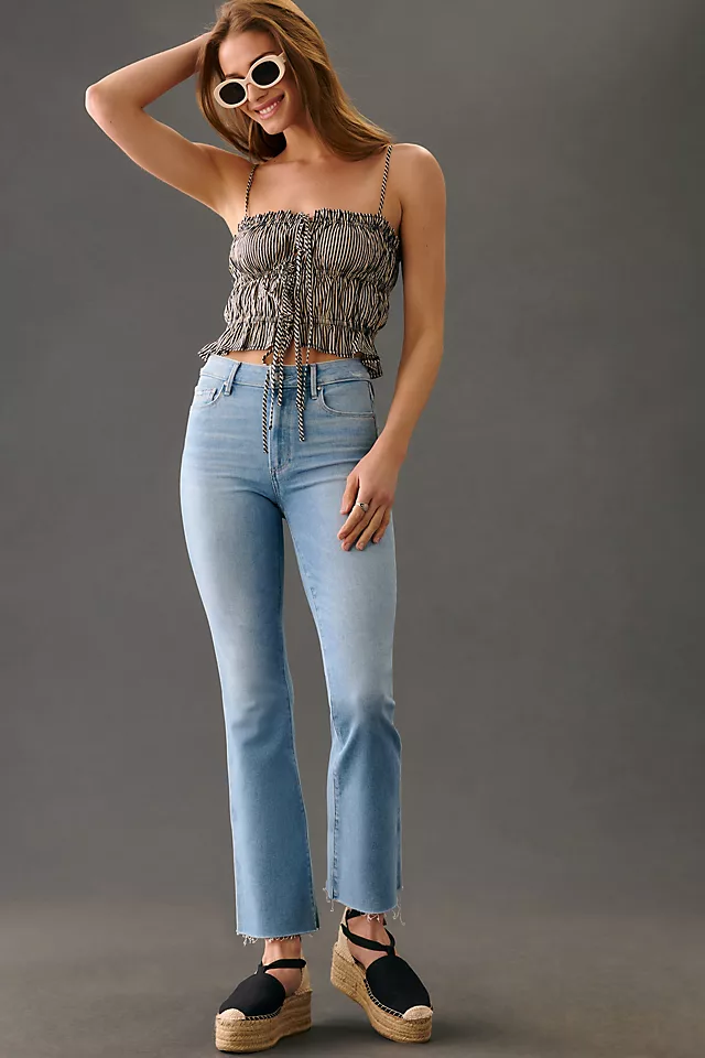 Raw-Hem Crop Flare Jeans SKY TOUCH DISTRESSED