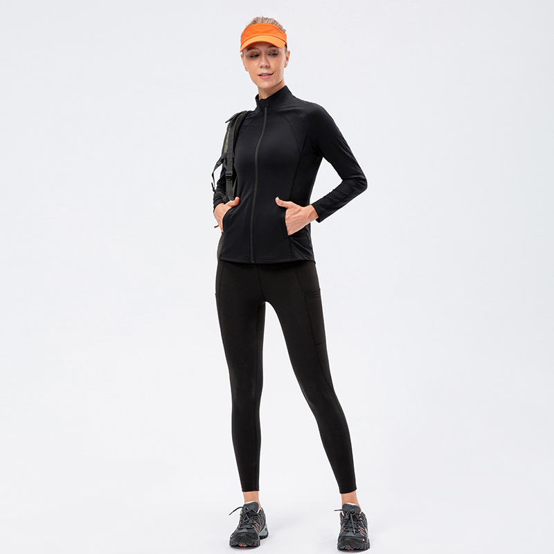 Women's Autumn/Winter New Yoga Jacket Nylon Sportswear Tight-fitting Elastic Running Zipper Fitness Shirt Long Sleeve