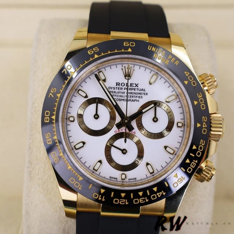 Rolex Cosmograph Daytona 116518LN White Dial Black Rubber Strap 40mm Mens Replica Watch