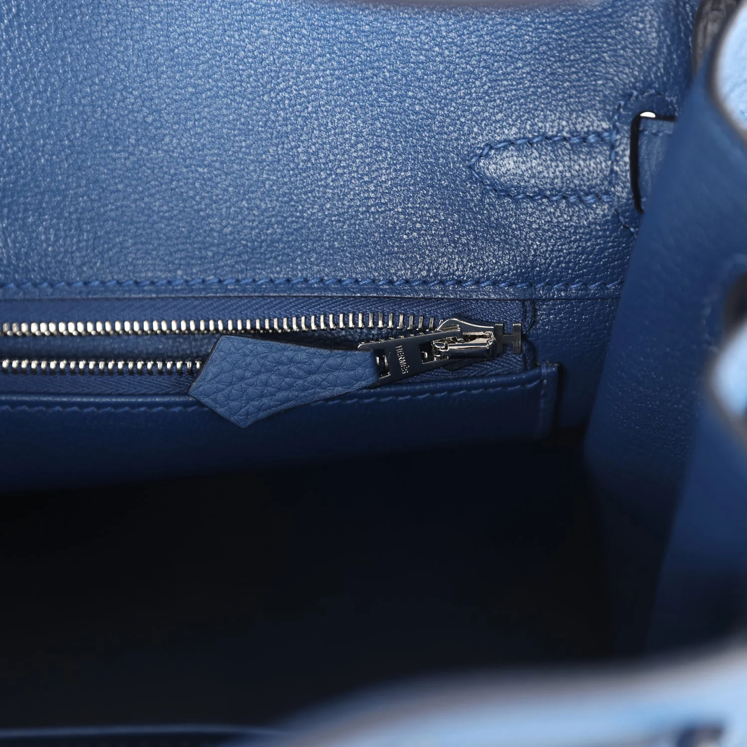 Hermes Birkin 25 Bleu Tie Togo Palladium Hardware