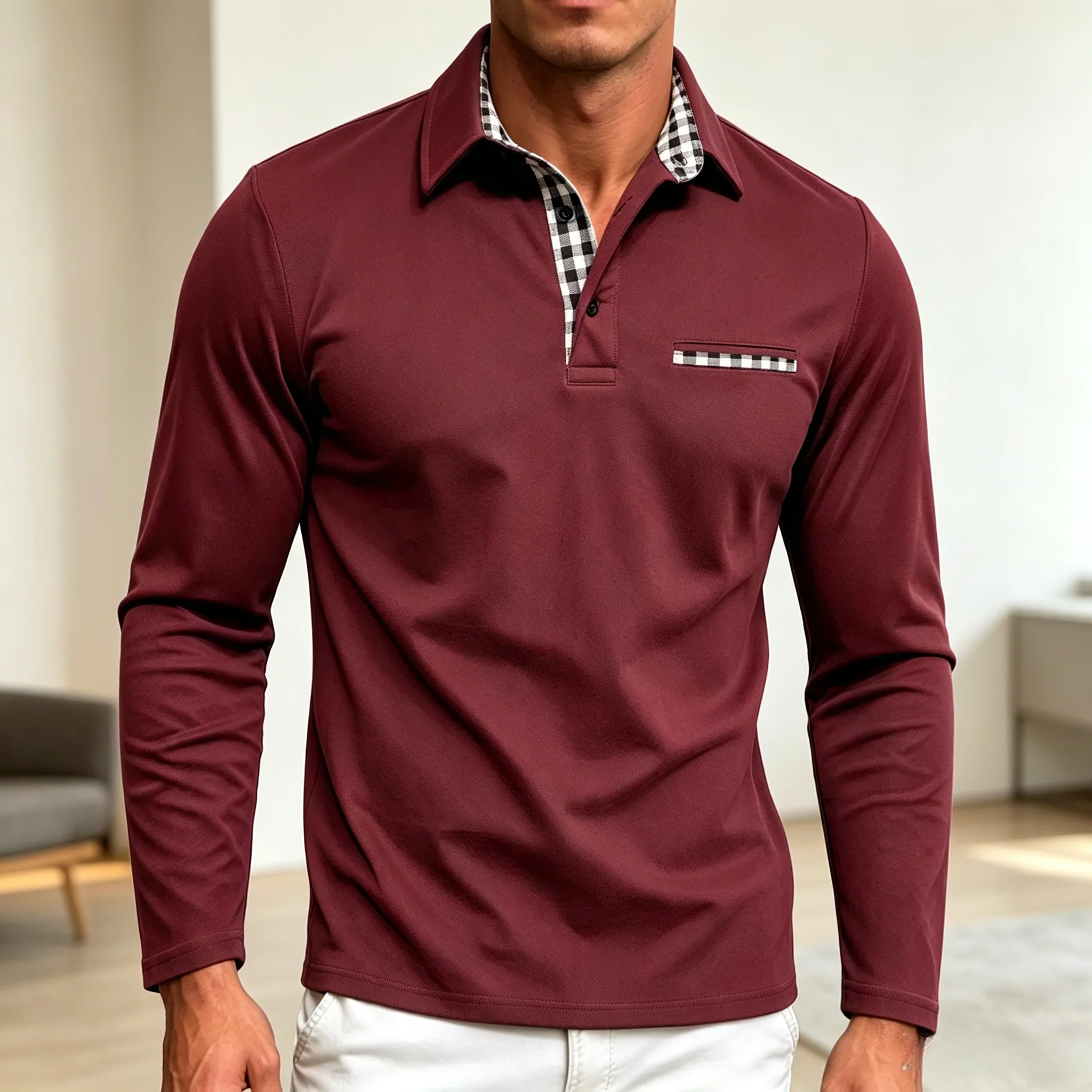 Mivanity Men's Slim Fit Long Sleeve Polo Shirts