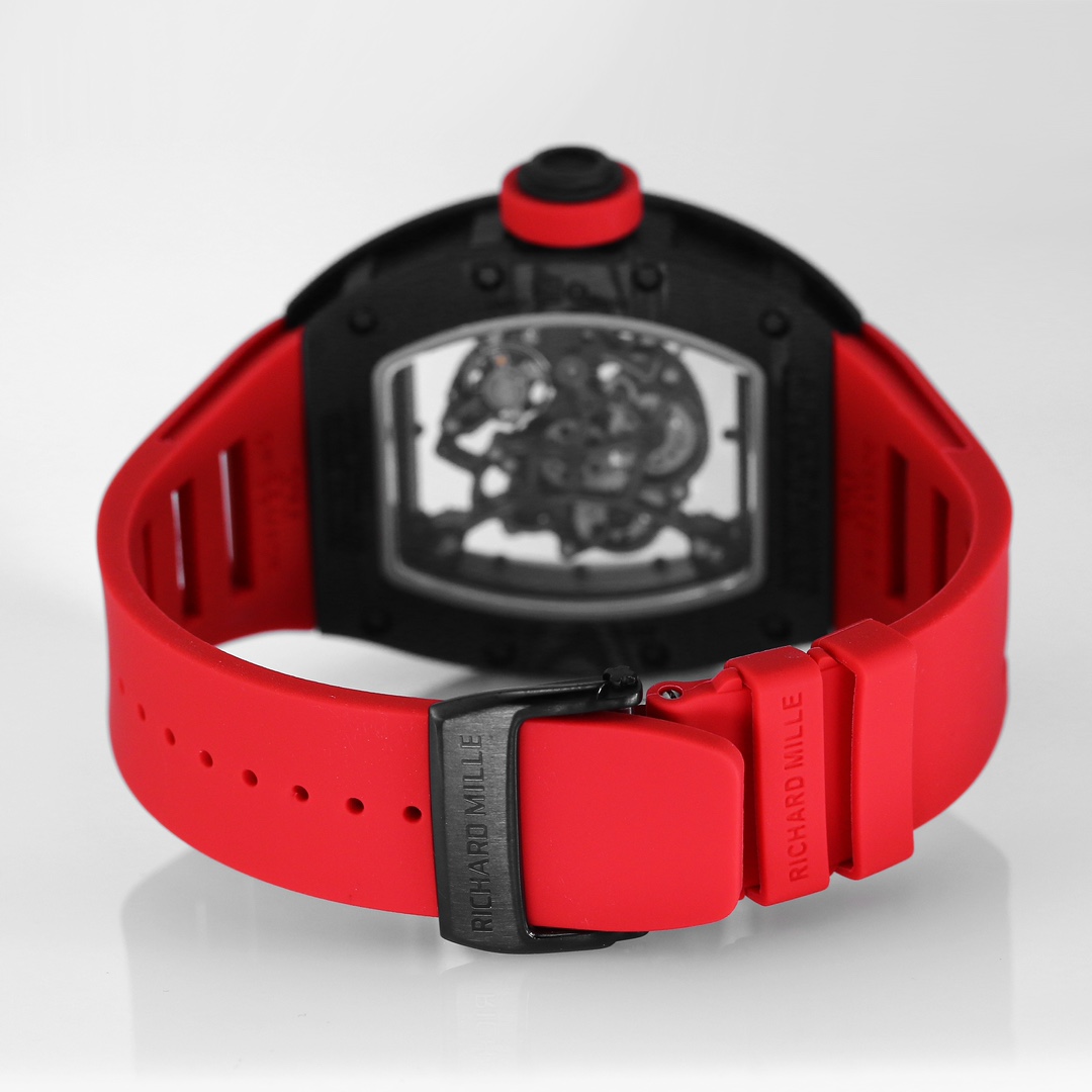 Richard Miller RM 055 NTPT Carbon Fiber Red Rubber Strap