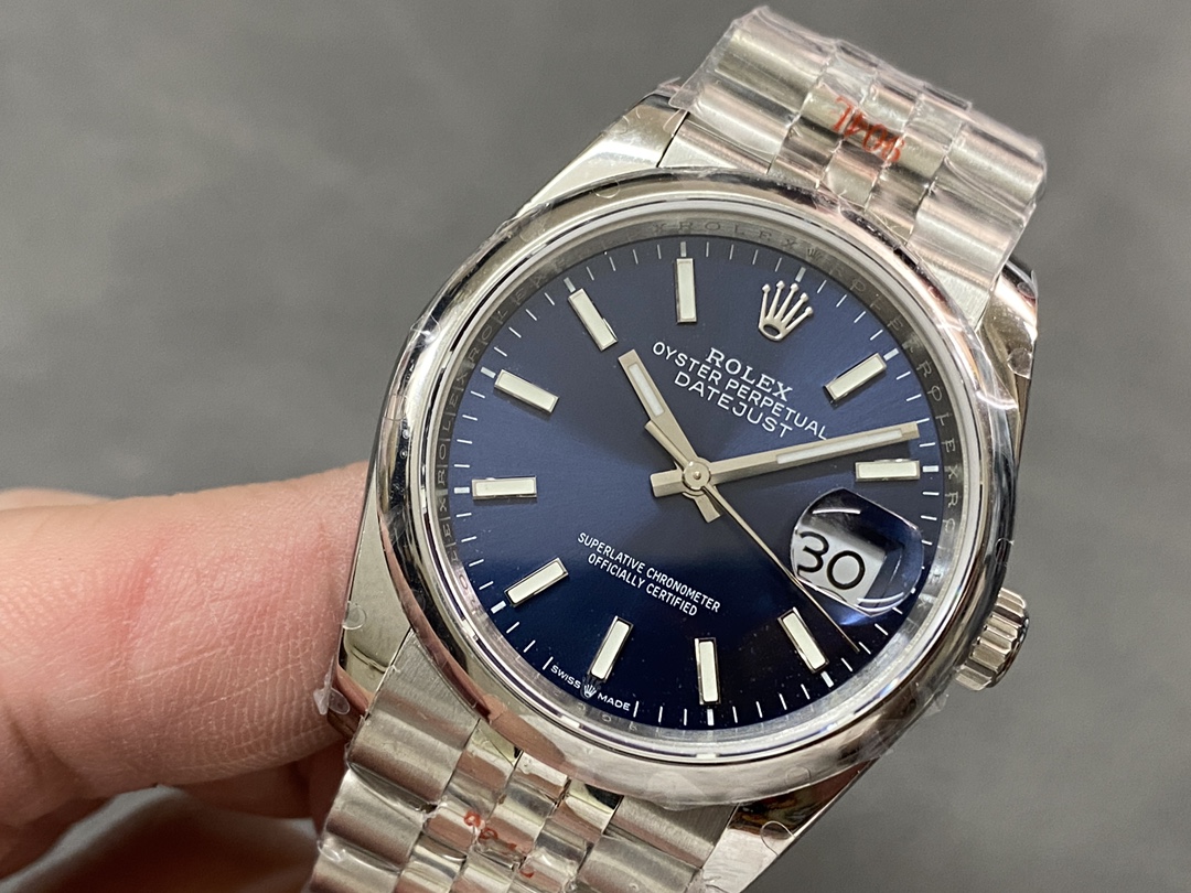 Rolex Datejust 126200 Blue Index Dial Jubilee Stainless Steel 36MM Unisex Replica Watch