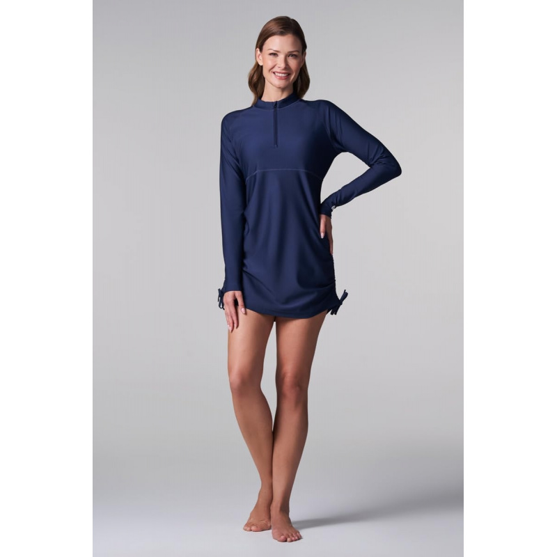 AURETOP Women's Ruche Long Sleeve Swim Shirt