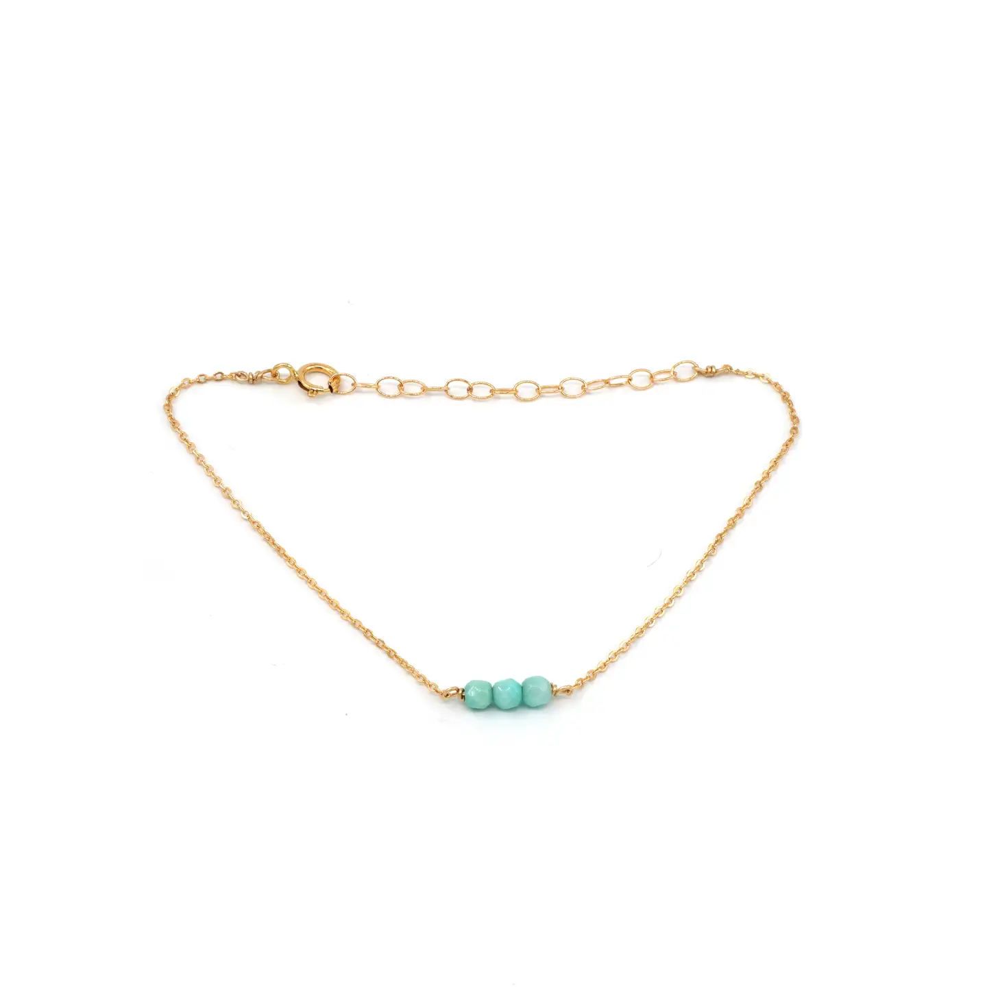 Three Tiny Turquoise Beaded Gold Fill Bracelet