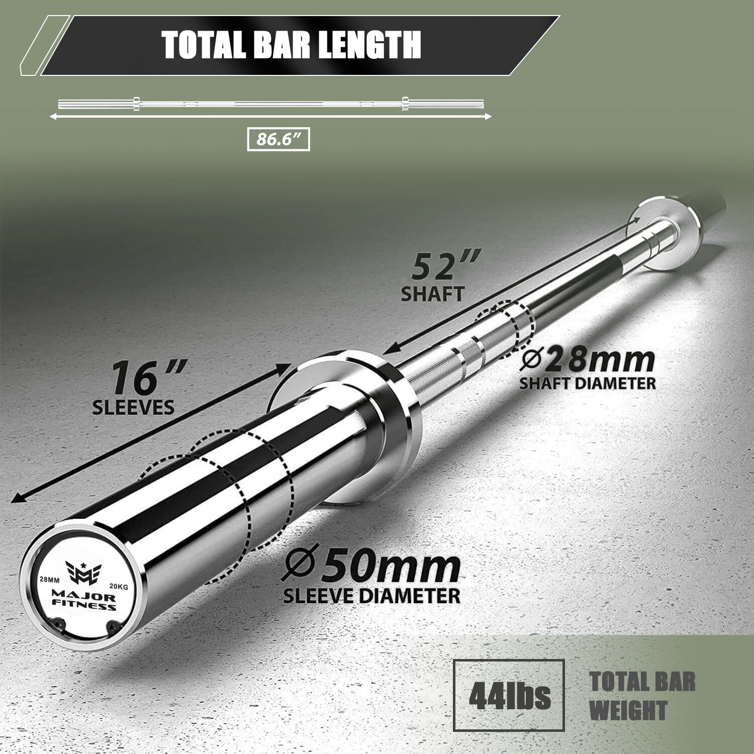 Major Fitness 7ft 20kg Home Gym Barbell